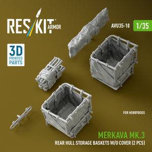 RESKIT AVU35-0010 Merkava Mk.3 rear hull storage baskets w/o cover (2 pcs) for HobbyBoss kit (3D Printed) 1/35