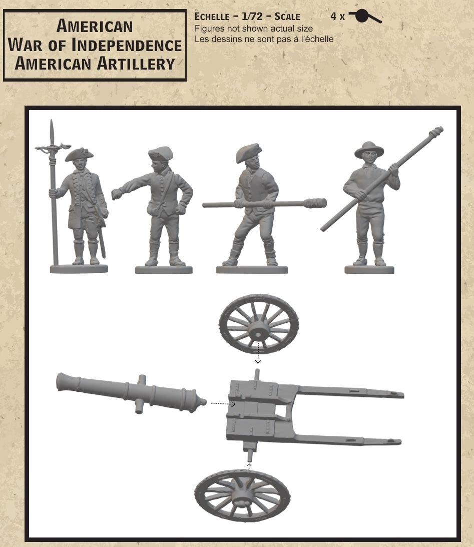 Hat 8344 American War of Independence - American Artillery (4 Cannons and Crew) 1/72