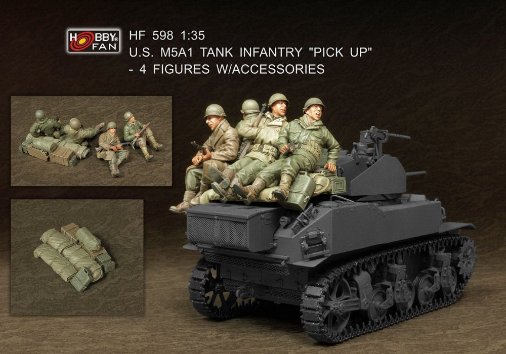 Hobby Fan HF598 U.S. M5A1 TANK INFANTRY "PICK UP"-FIGURES W/ACCESSORIES
