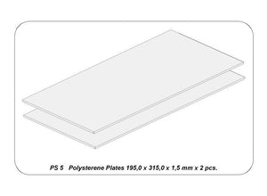 Aber PS-5 Płyty z białego polistyrenu 195 x 315 x 1,50 po 2 szt. / Polystyrene plates 195 x 315 x 1,50 mm x 2 pcs. – immagine 2