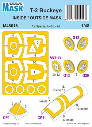 Masque intérieur/extérieur Special Hobby M48018 T-2 Buckeye (pour Special Hobby) 1/48