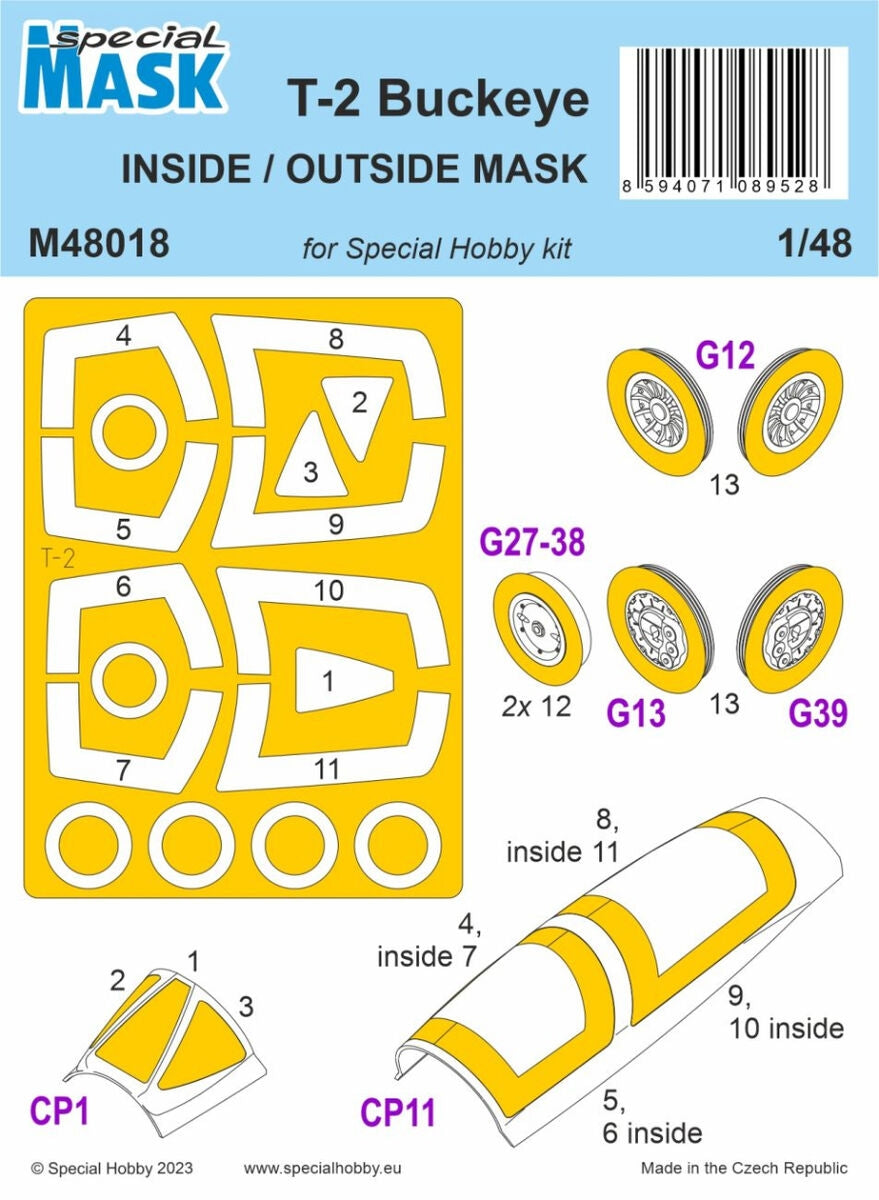 Masque intérieur/extérieur Special Hobby M48018 T-2 Buckeye (pour Special Hobby) 1/48
