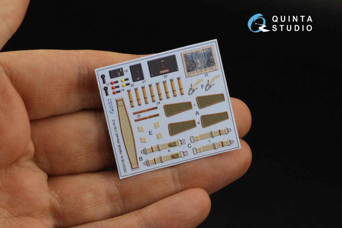 Quinta Studio QD32138 Ar 196A/B 3D-Printed &amp;amp; coloured Interior on decal paper (Revell) 1/32 – immagine 5