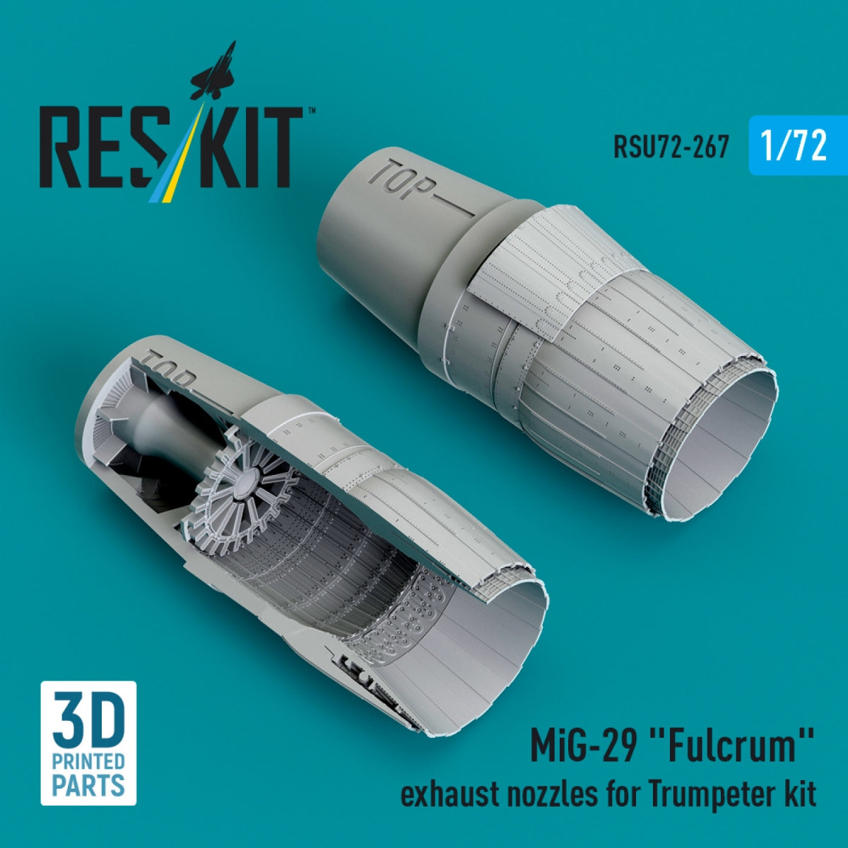 RESKIT RSU72-0267 MiG-29 "Fulcrum" exhaust nozzles for Trumpeter kit (3D Printed) 1/72