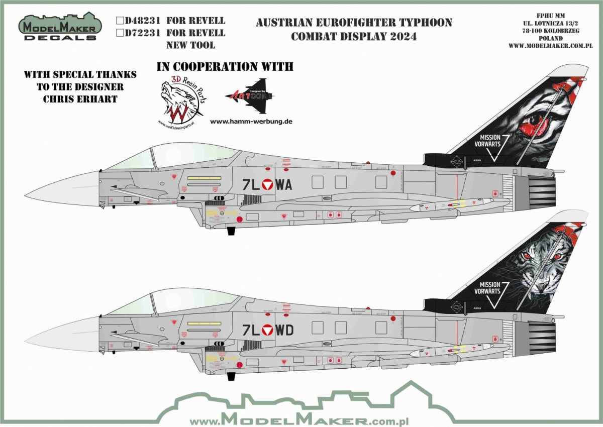 ModelMaker Decals D48231 Austrian Eurofighter Typhoon Combat Display 2024 1/48
