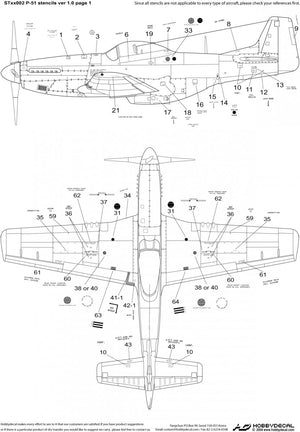 HobbyDecal ST48002V1 P-51 Stencils ver 1 1/48 – imagen 2