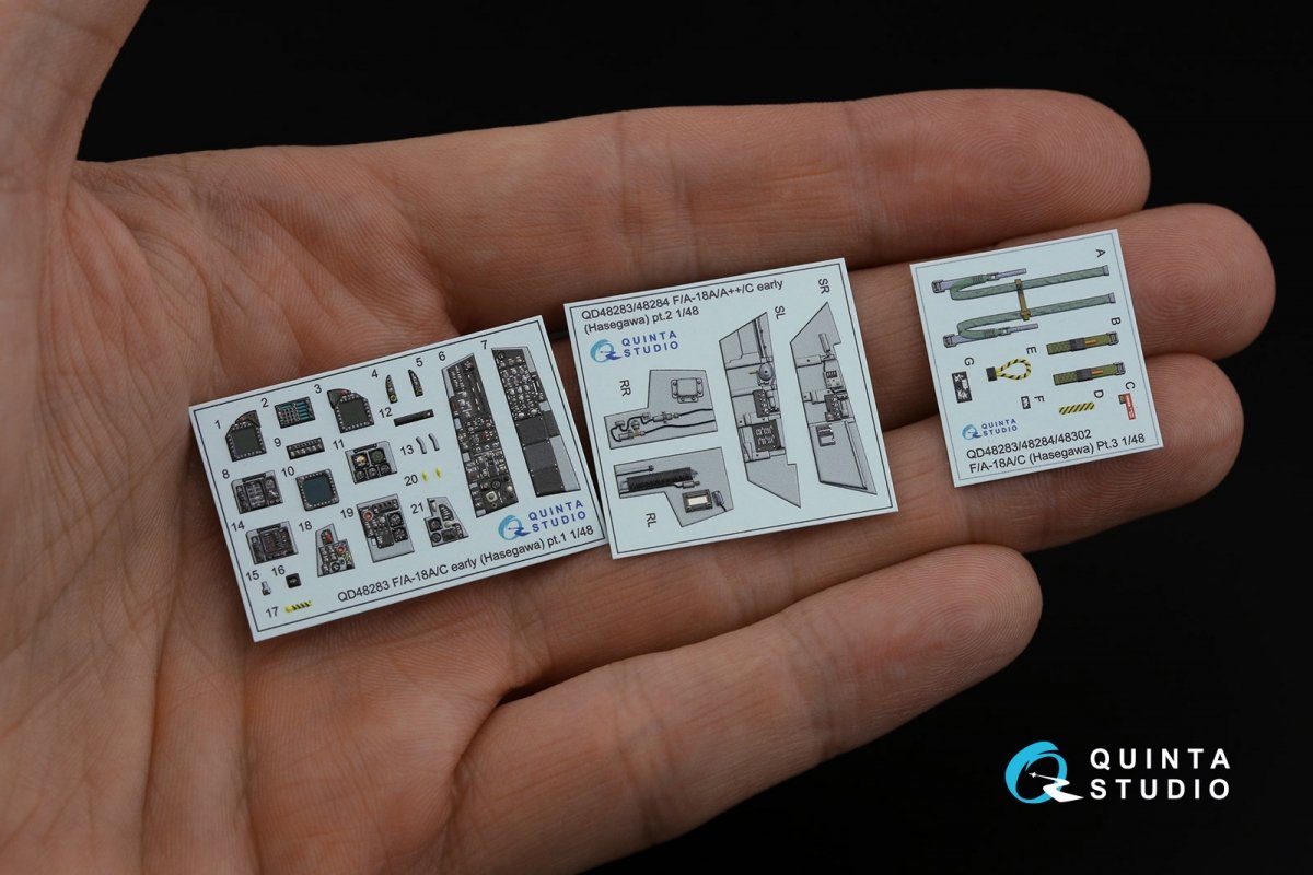 Quinta Studio QD48283 F/A-18A / C early 3D-Printed &amp;amp; coloured Interior on decal paper (Hasegawa) 1/48 – zdjęcie 3