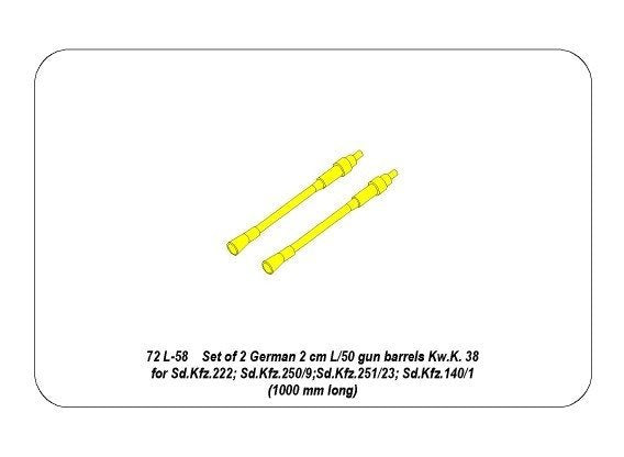 Aber 72L-58 Zestaw 2 luf do KwK 38 / Set of 2 gun barrels KwK 38 1/72 – immagine 5