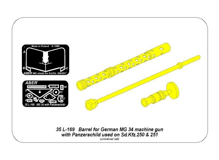 Canon Aber 35L-169 pour fusil MG34 allemand avec protection blindée 1/35 – image 2