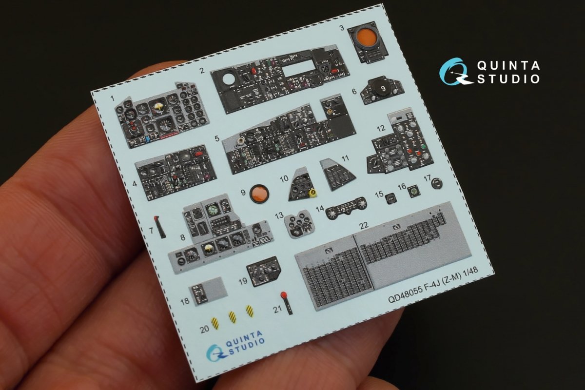 Quinta Studio QD48055 F-4J 3D-Printed &amp;amp; coloured Interior on decal paper (for ZM SWS kit) 1/48 – immagine 6
