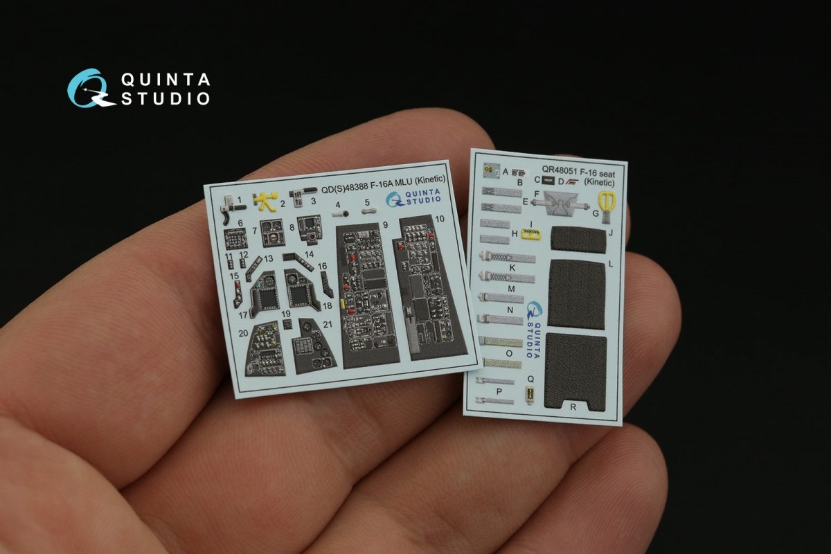 Quinta Studio QD48388 F-16A MLU 3D-Printed &amp;amp; coloured Interior on decal paper (Kinetic) 1/48 – immagine 4