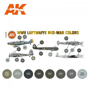 AK Interactive AK11717 WWII LUFTWAFFE MID-WAR COLORS 8x17 ml – immagine 2