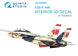 Quinta Studio QD32098 F-14A 3D-Printed &amp;amp; coloured Interior on decal paper ( Trumpeter ) 1/32