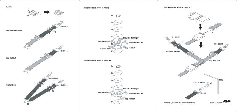KA Models KA-24005 6&amp;amp;4 Point Racing Seat Belt Set ( pasy bezpieczeństwa ) 1/24 – imagen 3
