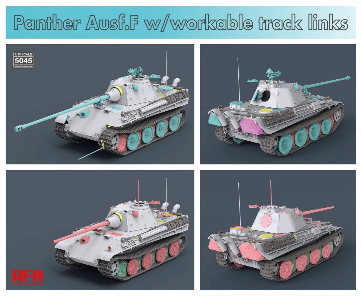 Rye Field Model 5045 German Medium Tank Sd.Kfz.171 Panther Ausf. F w/ workable track 1/35 – immagine 7