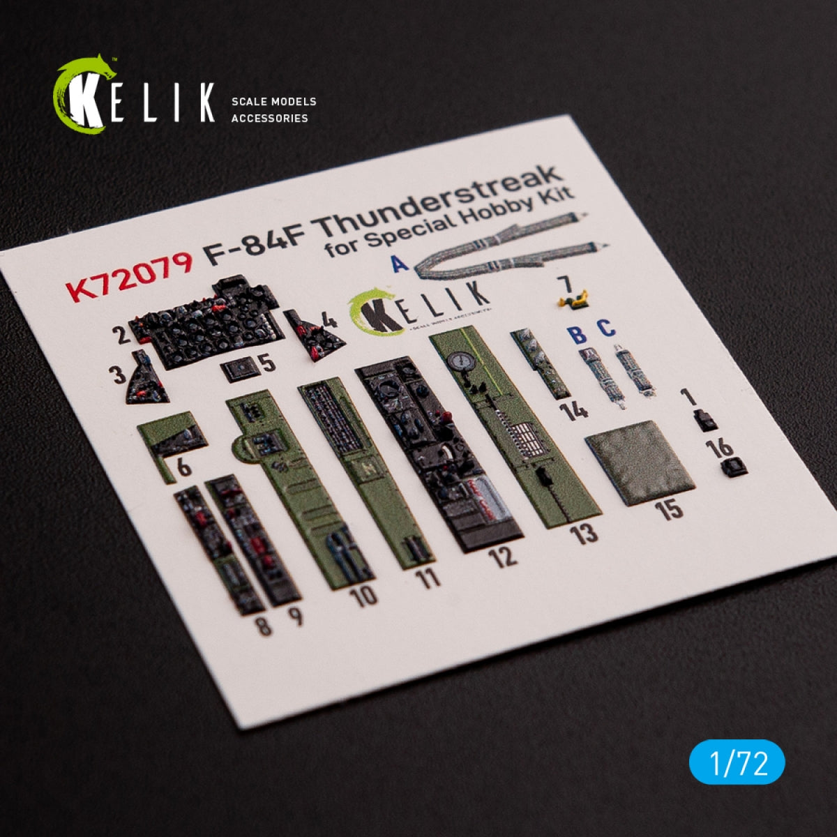 KELIK K72079 F-84F Thunderstreak interior 3D decals for Special Hobby kit 1/72