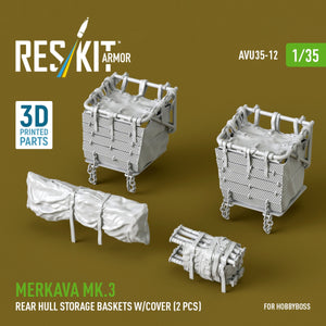 RESKIT AVU35-0012 Merkava Mk.3 rear hull storage baskets w/cover (2 pcs) for HobbyBoss kit (3D Printed) 1/35