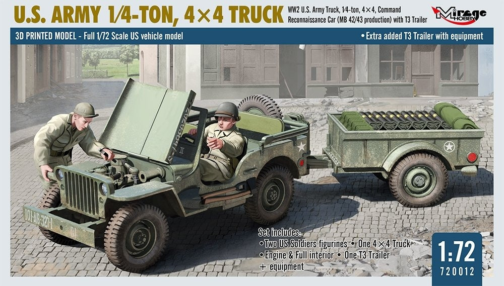Mirage Hobby 720012 U.S. ARMY 1/4‑TON, 4×4 TRUCK 1/72 – immagine 2