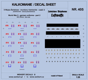Weikert Decals DEC405 German Uniforms - Part 2 - Luftwaffe - Anti-Aircraft Defense 1/35