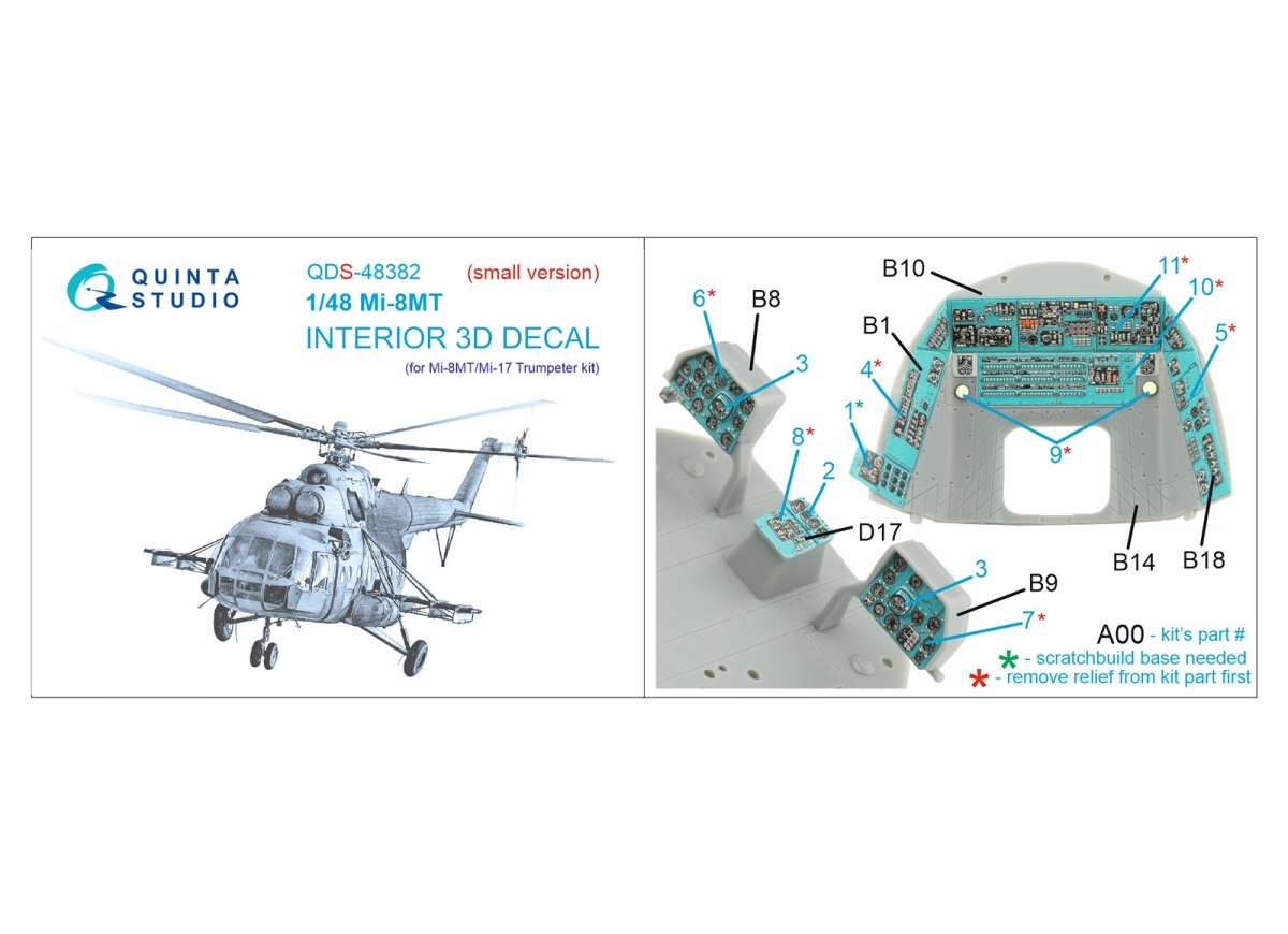Quinta Studio QDS-48382 Mi-8MT 3D-Printed &amp;amp; colored Interior on decal paper (Trumpeter) (Small version) 1/48 – image 2