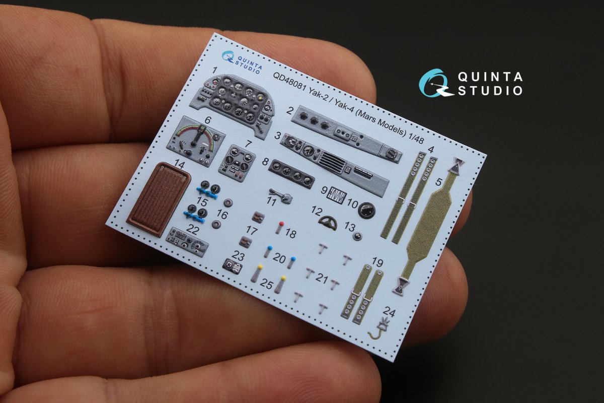 Quinta Studio QD48081 Yak-2/Yak-4 3D-Printed &amp;amp; coloured Interior on decal paper (for Mars Models kit) 1/48 – immagine 3