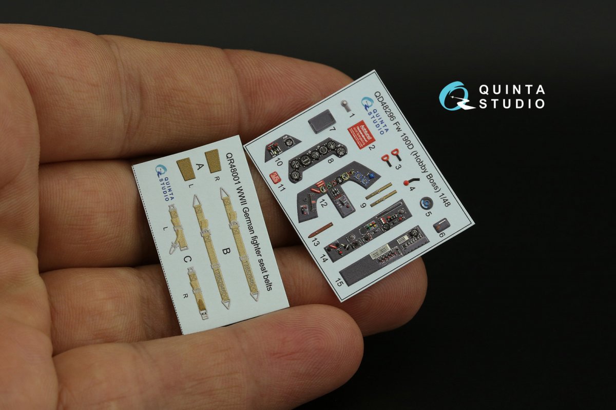 Quinta Studio QD48296 FW 190D-9 3D-Printed &amp;amp; coloured Interior on decal paper (HobbyBoss) 1/48 – immagine 4