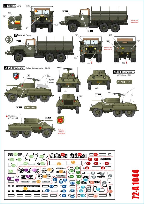 Star Decals 72-A1044 Vietnam 3. CMP C15TA, V-100 Commando, M151 Mutt, M35A1 Truck, M8 Greyhound, Panhard AML 178 1/72 – Bild 2