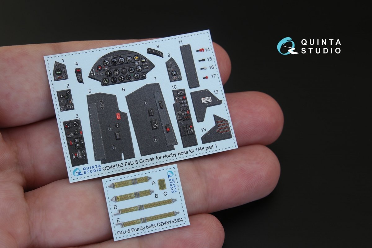 Quinta Studio QD48153 F4U-5 3D-Printed &amp;amp; coloured Interior on decal paper (for Hobby Boss kit) 1/48 – immagine 3