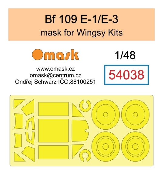 Masque Omask 54038 Bf 109 E-1 / E-3 (pour maquettes Wingsy) 1/48