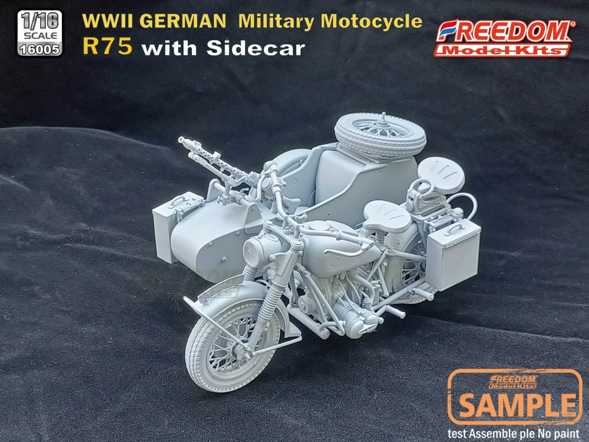Freedom 16005 R75 with Sidecar WWII German Motorcycle 1/16 – immagine 9