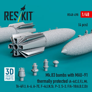RESKIT RS48-0498 Mk.83 bombs with MAU-91 thermally protected (4 pcs) (3D printed) 1/48 – immagine 2