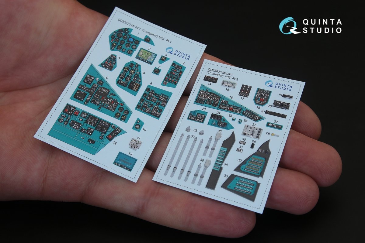 Intérieur imprimé en 3D et coloré sur papier décalcomanie Quinta Studio QD35020 Mi-24V (pour maquette Trumpeter) 1/35 – image 2
