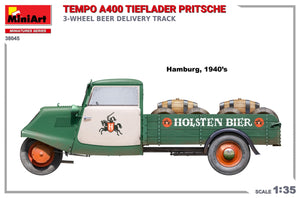 MiniArt 38045 TEMPO A400 TIEFLADER PRITSCHE 3-WHEEL BEER DELIVERY TRUCK 1/35 – immagine 4