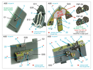 Quinta Studio QD48413 F6F-3E/N Hellcat 3D-Printed &amp;amp; coloured Interior on decal paper (Eduard) 1/48 – immagine 2