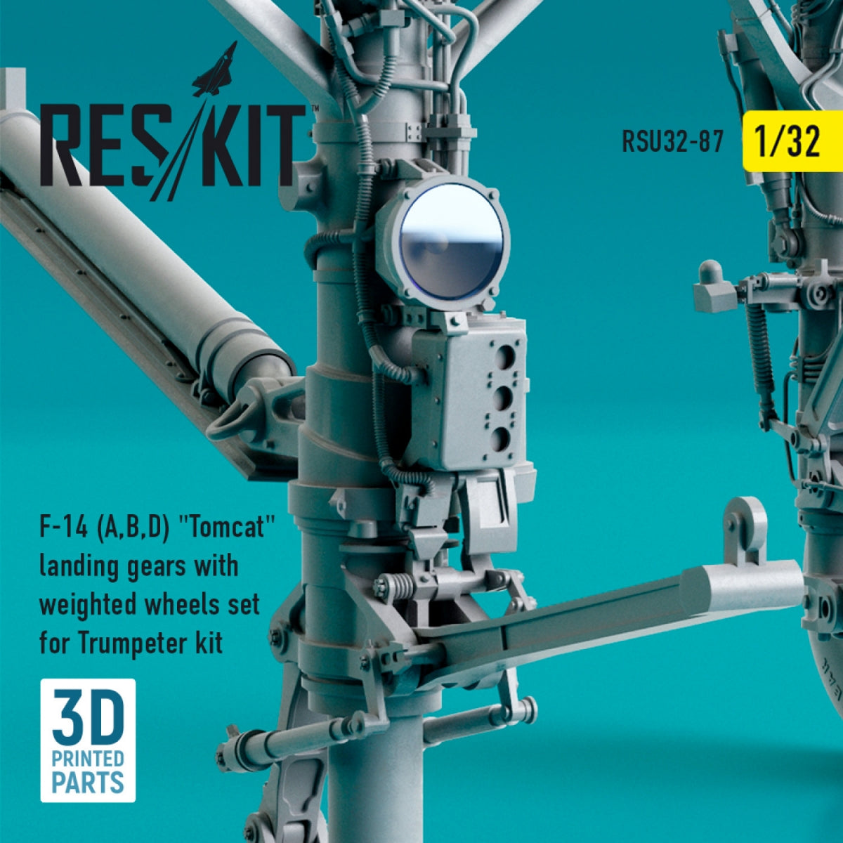 RESKIT RSU32-0087 F-14 (A,B,D) &amp;quot;TOMCAT&amp;quot; LANDING GEARS WITH WEIGHTED WHEELS SET FOR TRUMPETER KIT (3D PRINTED) 1/32 – imagen 4