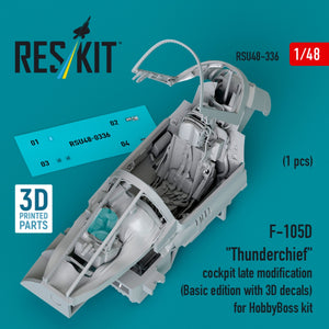 RESKIT RSU48-0336 F-105D &amp;quot;Thunderchief&amp;quot; cockpit late modification (Basic edition with 3D decals) for HobbyBoss kit (3D Printed) 1/48 – immagine 2