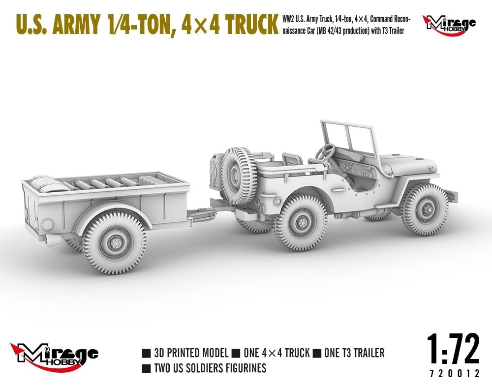 Mirage Hobby 720012 U.S. ARMY 1/4‑TON, 4×4 TRUCK 1/72 – immagine 6