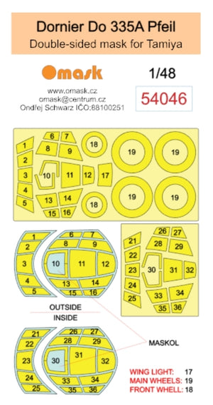 Omask 54046 Dornier Do 335A Pfeil double-sided mask (for Tamiya) 1/48 – Bild 2