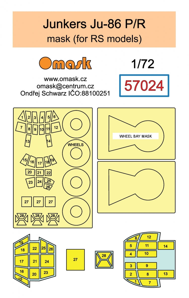 Omask 57024 Junkers Ju-86 P/R mask (for RS models) 1/72