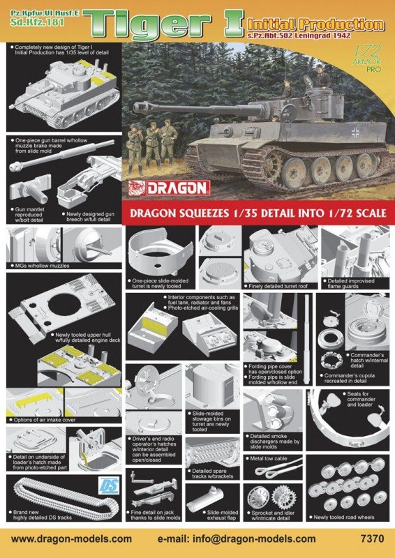 Dragon 7370 Tiger I, Initial (Leningrad 1942) 1/72