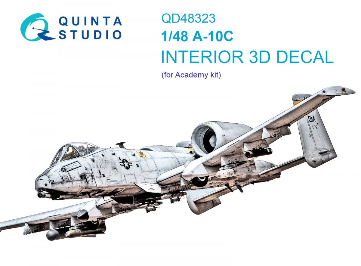 Quinta Studio QD48323 A-10C 3D-Printed &amp;amp; coloured Interior on decal paper (Academy) 1/48