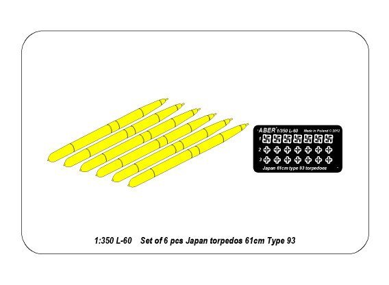 Aber 350L-60 Set of 6 Japan torpedoes 61cm Type 93 1/350 – immagine 7