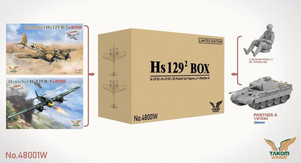 Takom 48001W Henschel Hs 129 B-3 w/ Interior + Bonus (Clear Parts) 1/48
