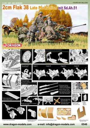 Dragon 6546 2cm Flak 38 Late Production mit Sd.Ah.51 1/35