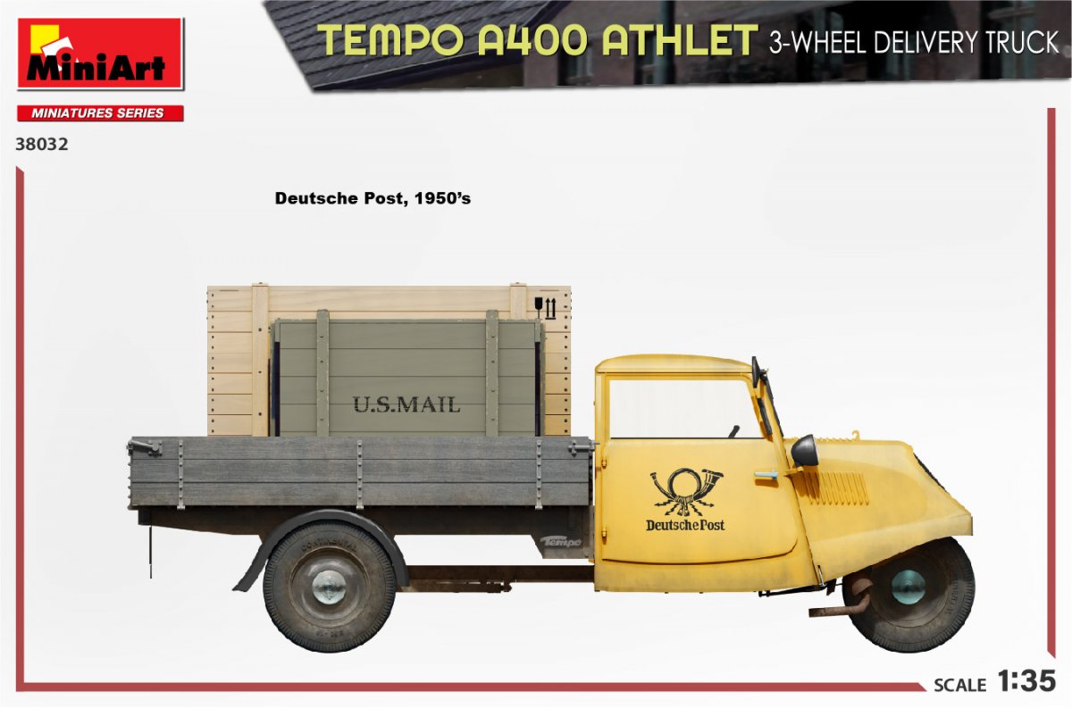 MiniArt 38032 TEMPO A400 ATHLET 3-WHEEL DELIVERY TRUCK 1/35 – immagine 7