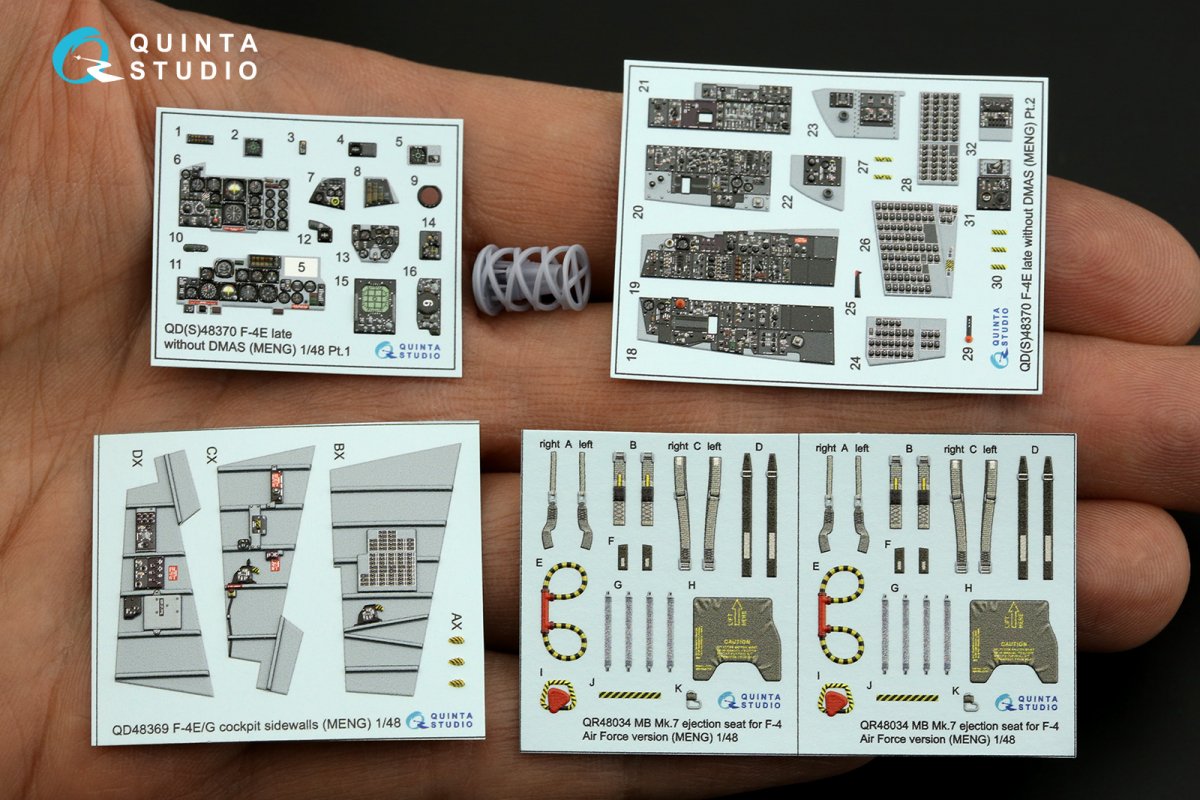Quinta Studio QD+48370 F-4E late without DMAS 3D-Printed &amp;amp; coloured Interior on decal paper (Meng) (with 3D-printed resin parts) 1/48 – zdjęcie 3