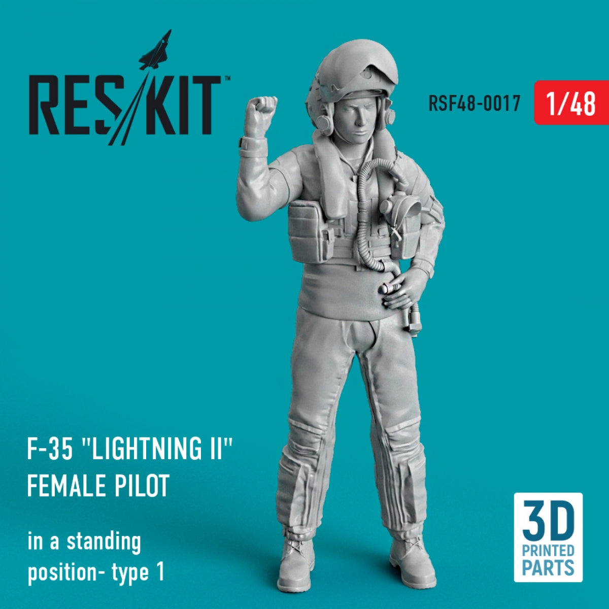 RESKIT RSF48-0017 F-35 &amp;quot;LIGHTNING II&amp;quot; FEMALE PILOT (IN A STANDING POSITION- TYPE 1) (3D PRINTED) 1/48