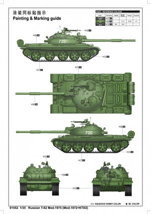 Trumpeter 01552 Russian T-62 Mod.1975 Mod.1972+KTD2 – imagen 5