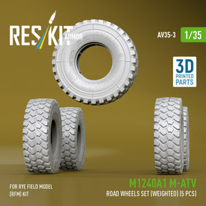 RESKIT AV35-0003 M1240A1 M-ATV road wheels set (weighted) (5 pcs) for Rye Field Model (RFM) kit (3D Printed) 1/35