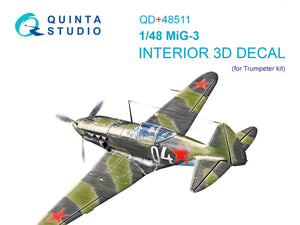 Intérieur coloré imprimé en 3D pour MiG-3 (Trumpeter) par Quinta Studio QD+48511, échelle 1/48